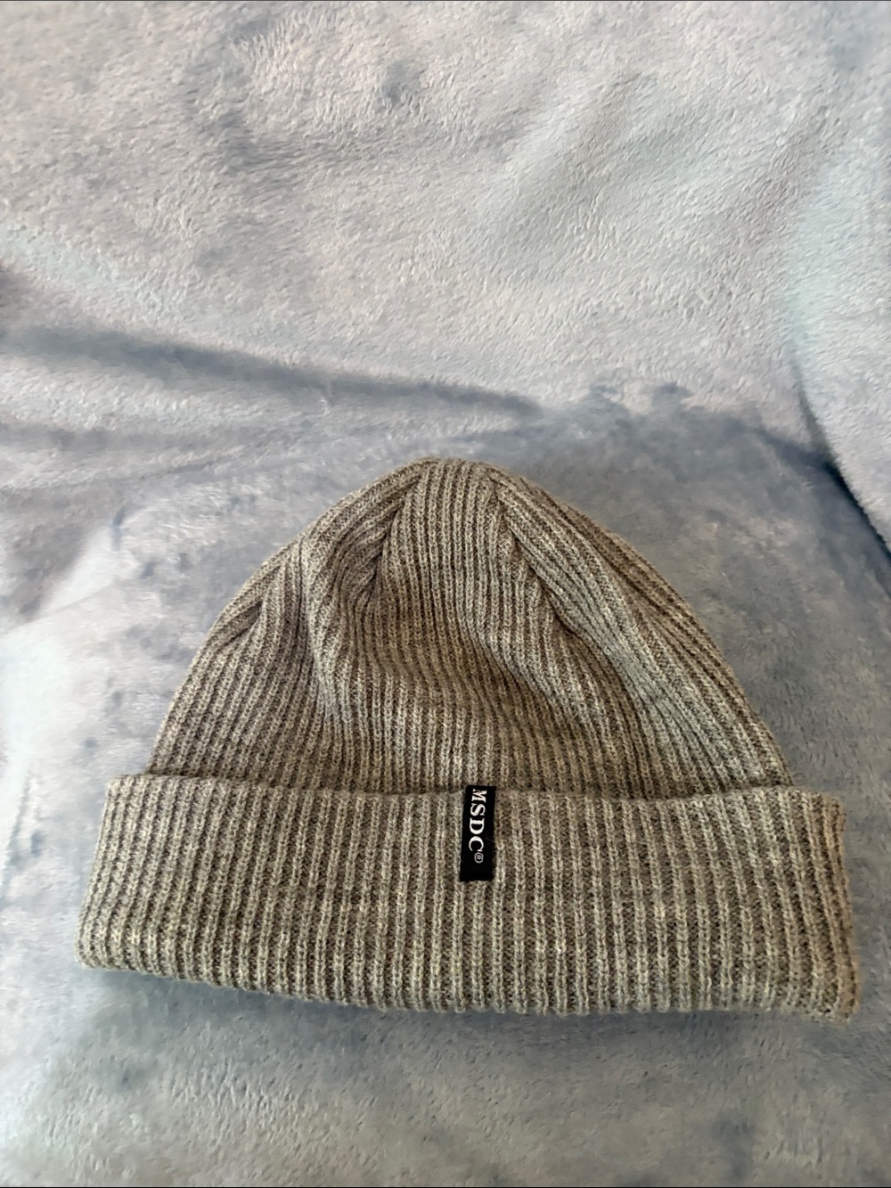 Ribbed Knit Beanie - Men's Gray Winter Hat
